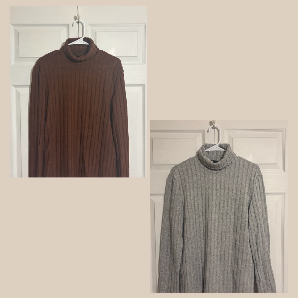 Men's Brown and Gray Turtleneck Sweater Set - SHEIN